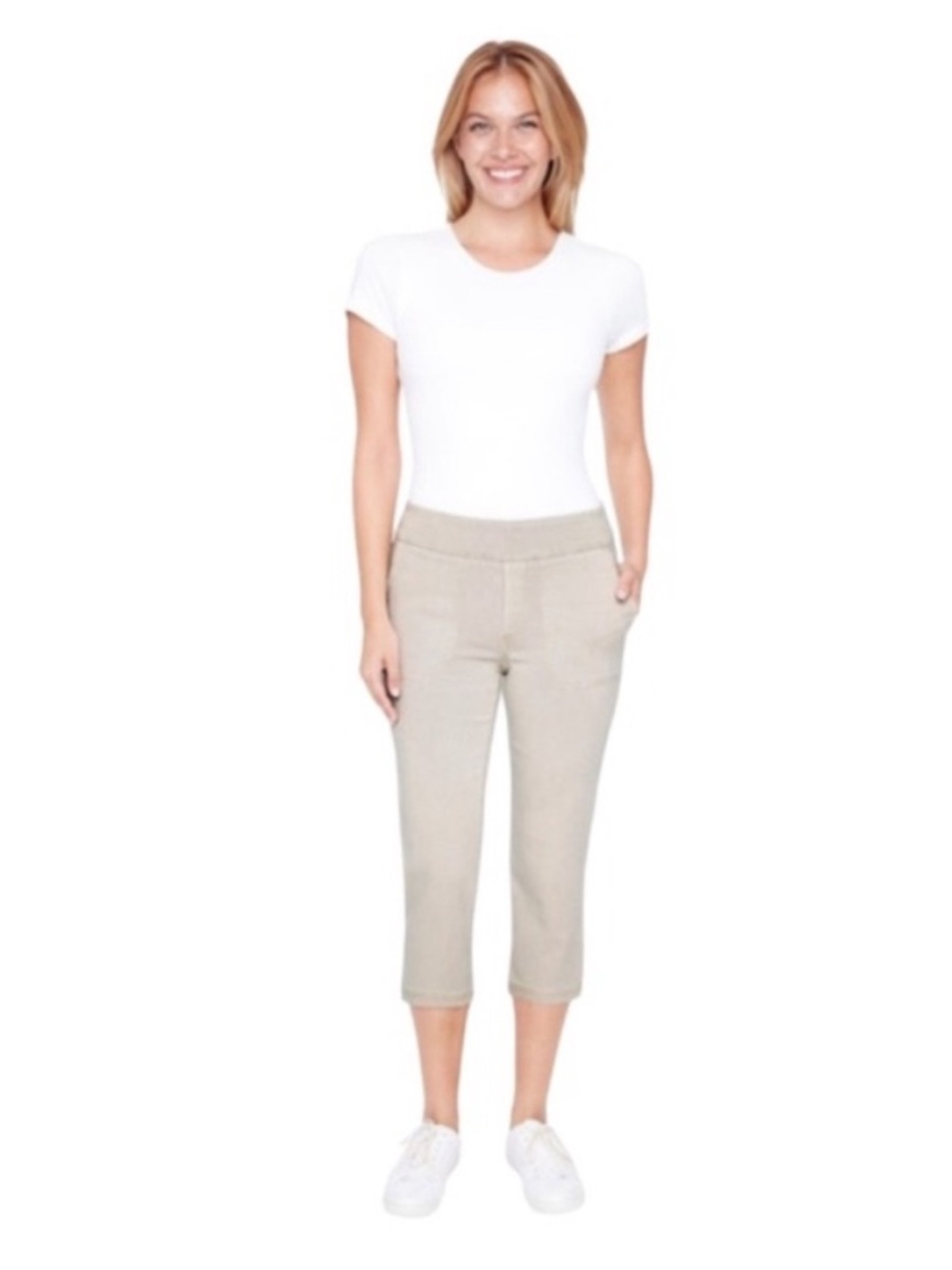 ☀️NWT Up! Pull On Stretch Capri Pants Tan Size XL